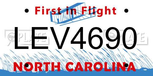 LEV4690 North Carolina License Plate