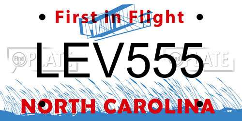 LEV555 North Carolina License Plate