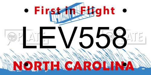LEV558 North Carolina License Plate