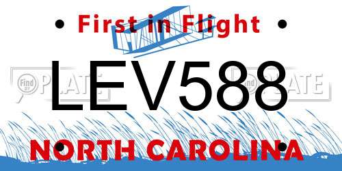LEV588 North Carolina License Plate