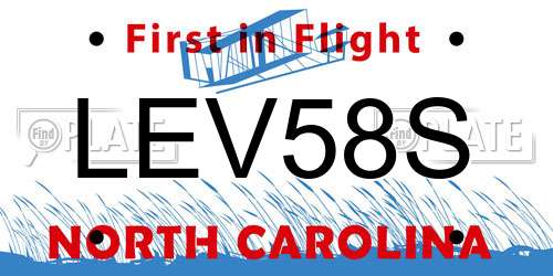LEV58S North Carolina License Plate