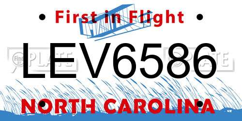 LEV6586 North Carolina License Plate