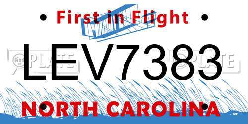 LEV7383 North Carolina License Plate
