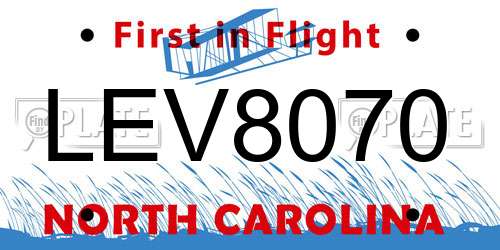 LEV8070 North Carolina License Plate