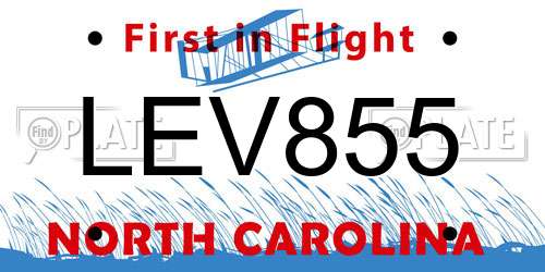 LEV855 North Carolina License Plate