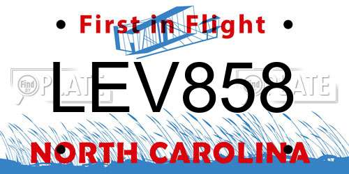LEV858 North Carolina License Plate