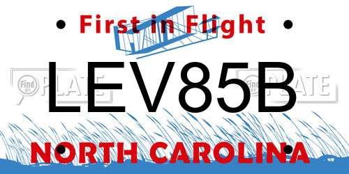 LEV85B North Carolina License Plate