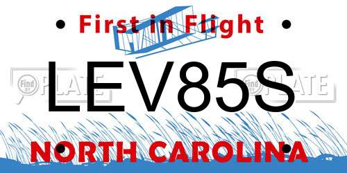 LEV85S North Carolina License Plate