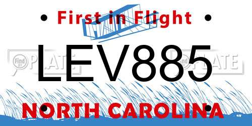 LEV885 North Carolina License Plate