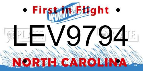 LEV9794 North Carolina License Plate