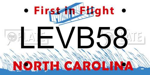 LEVB58 North Carolina License Plate