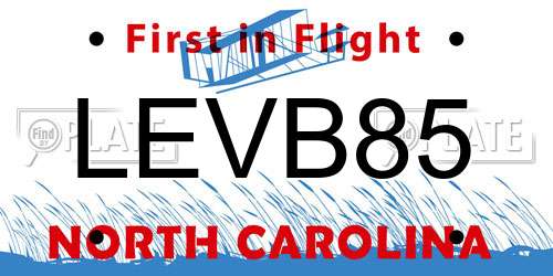 LEVB85 North Carolina License Plate