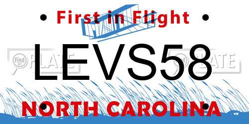 LEVS58 North Carolina License Plate