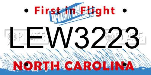 LEW3223 North Carolina License Plate