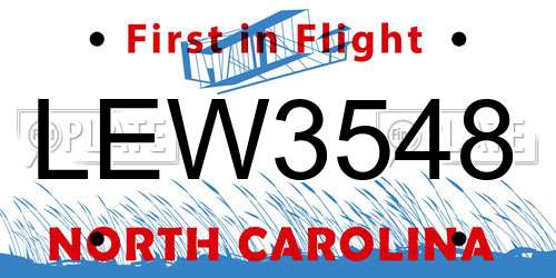 LEW3548 North Carolina License Plate