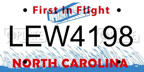 LEW4198 North Carolina License Plate