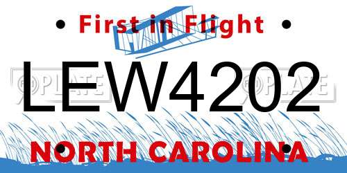LEW4202 North Carolina License Plate