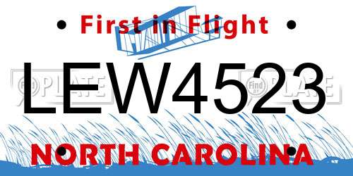 LEW4523 North Carolina License Plate