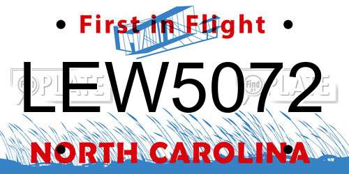 LEW5072 North Carolina License Plate
