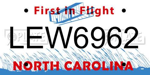 LEW6962 North Carolina License Plate