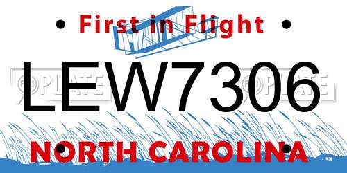 LEW7306 North Carolina License Plate