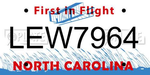 LEW7964 North Carolina License Plate