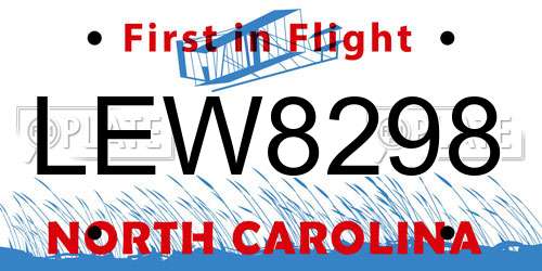 LEW8298 North Carolina License Plate