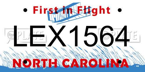 LEX1564 North Carolina License Plate