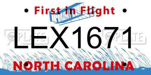 LEX1671 North Carolina License Plate