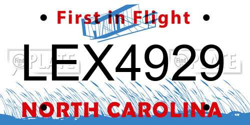 LEX4929 North Carolina License Plate