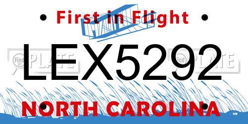 LEX5292 North Carolina License Plate