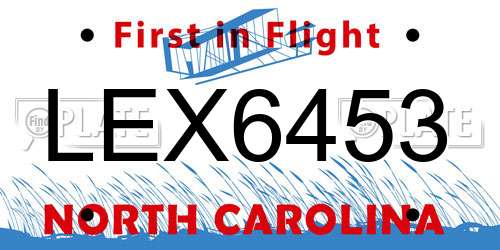 LEX6453 North Carolina License Plate