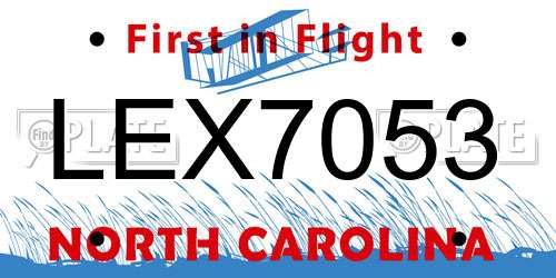 LEX7053 North Carolina License Plate