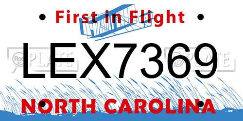 LEX7369 North Carolina License Plate