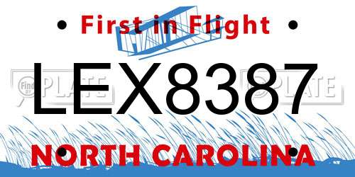 LEX8387 North Carolina License Plate