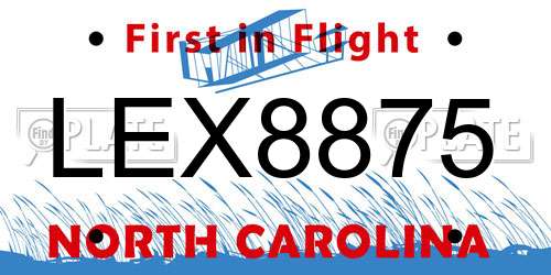 LEX8875 North Carolina License Plate