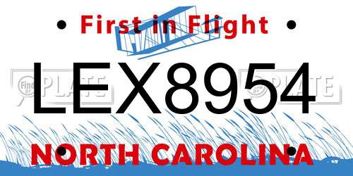 LEX8954 North Carolina License Plate