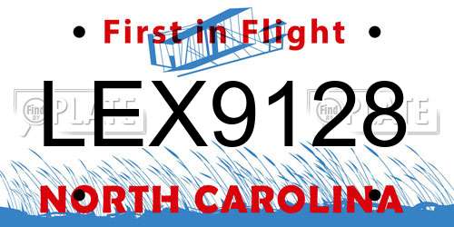 LEX9128 North Carolina License Plate