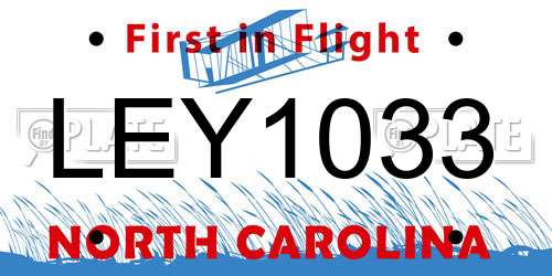 LEY1033 North Carolina License Plate