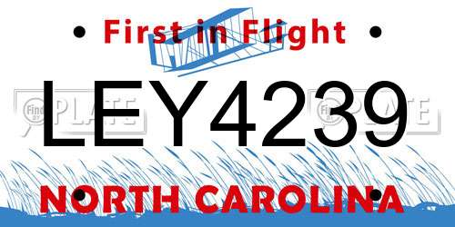 LEY4239 North Carolina License Plate