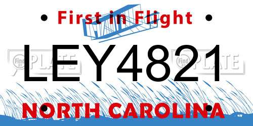LEY4821 North Carolina License Plate