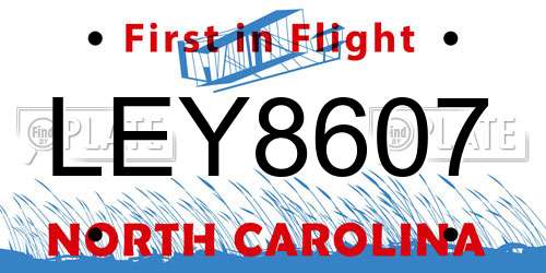 LEY8607 North Carolina License Plate