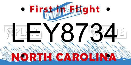 LEY8734 North Carolina License Plate
