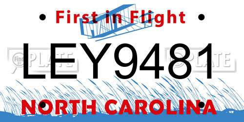 LEY9481 North Carolina License Plate
