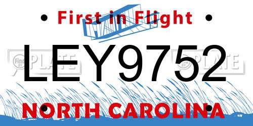 LEY9752 North Carolina License Plate