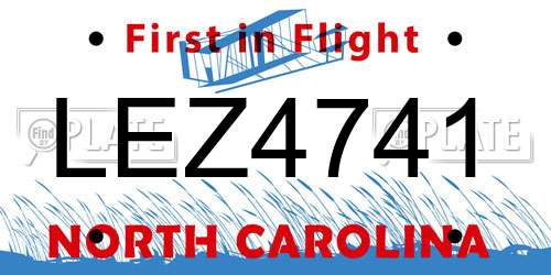 LEZ4741 North Carolina License Plate