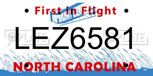 LEZ6581 North Carolina License Plate