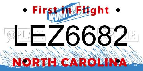 LEZ6682 North Carolina License Plate