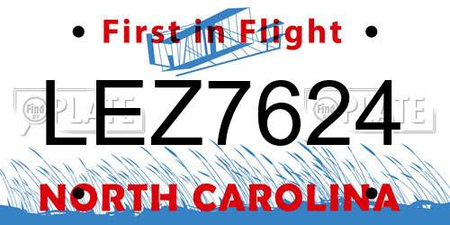 LEZ7624 North Carolina License Plate