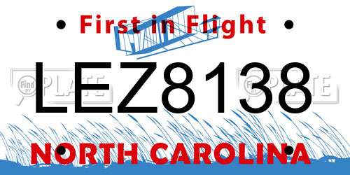 LEZ8138 North Carolina License Plate